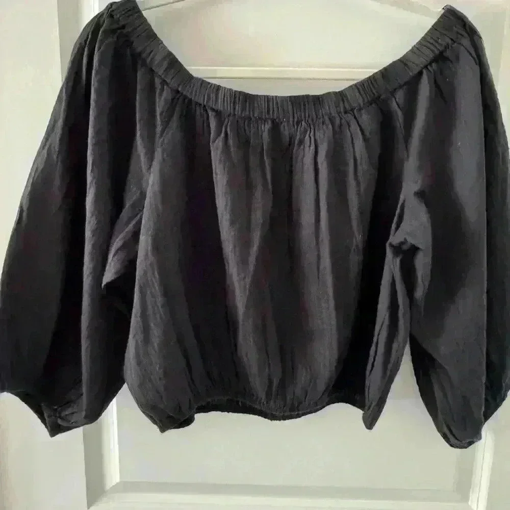 Circus NY by Sam Edelman Carlap Cotton Crop Top ~ Anthracite ~ L ~NWT!